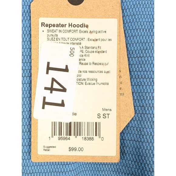 PrAna Shirt Mens Small Clear Sky Repeater Hoodie Lightweight NWT $99 - Picture 5 of 6